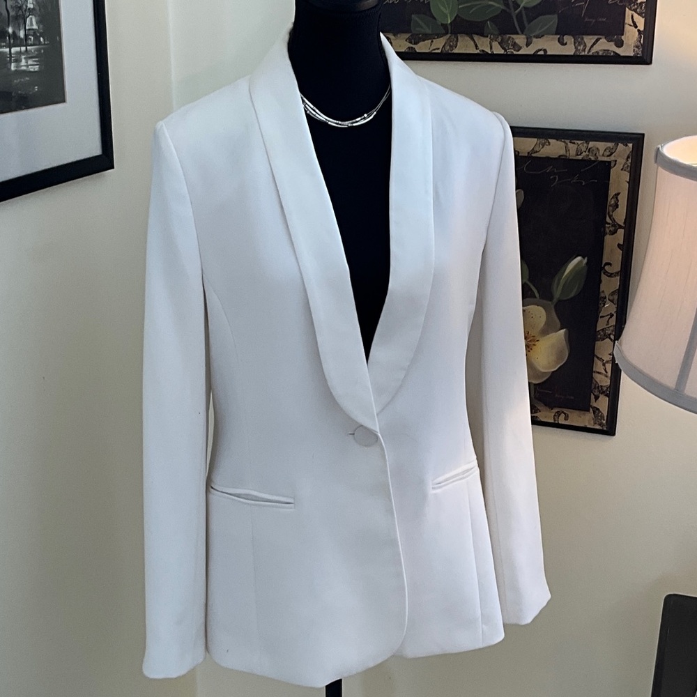Zara White Shawl Collar Blazer